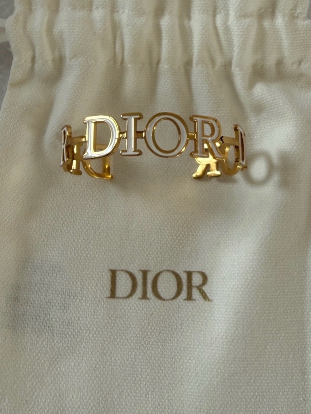 Dior Gold & White Logo Bracelet